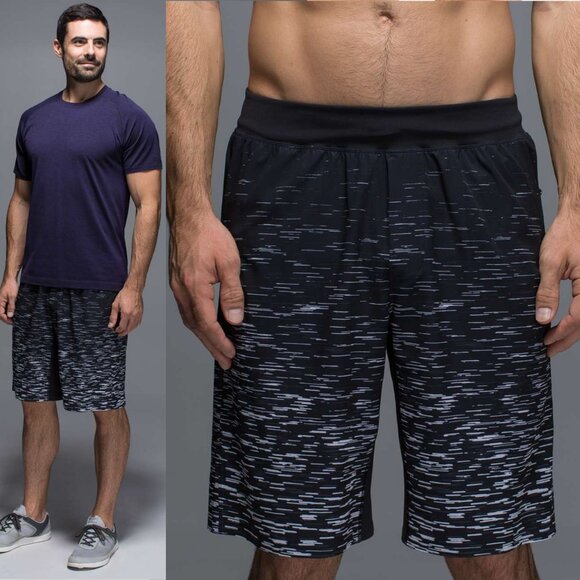Lululemon Men's Gondola Stripe Black White / Black Assert Short - Size Medium - Picture 1 of 7
